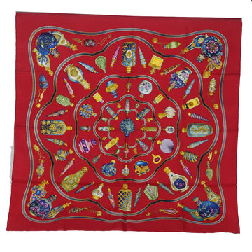 HERMES Carre 90 Scarf qu importe le flacon perfume bottle Silk Red Auth ar11973