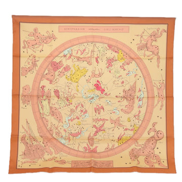 HERMES Carre 90 Scarf HEMISPHARIUM COELI BOREALE Silk Pink Auth ar12075