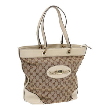 GUCCI GG Canvas Tote Bag Beige Auth ar12215