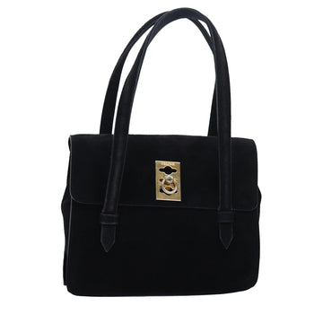 CELINE Hand Bag Suede Black Auth ar12225