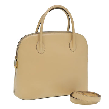 CELINE Hand Bag Leather 2way Beige Auth ar12229