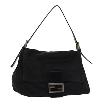 FENDI Mamma Baguette Shoulder Bag Nylon Black Auth ar12319