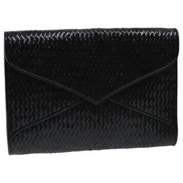 SAINT LAURENT Clutch Bag Leather Black Auth ar12403