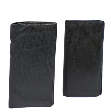 LOUIS VUITTON Taiga Wallet 2Set Black LV Auth ar12458