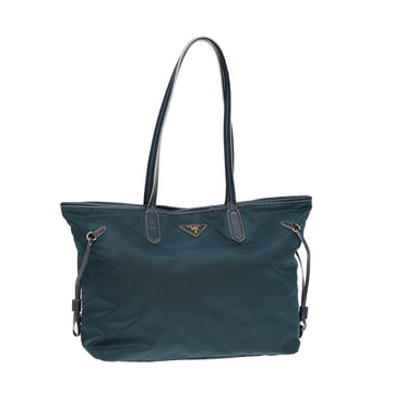 PRADA Tote Bag Nylon Blue Gold Auth ar12524