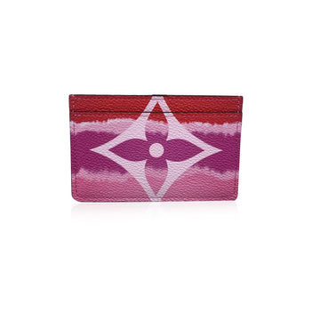 LOUIS VUITTON Pink Red Rouge Monogram Lv Escale Canvas Card Holder