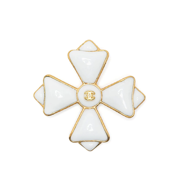 White Maltese Cross Brooch