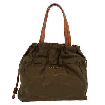 PRADA Shoulder Bag Nylon Khaki Auth bs10307