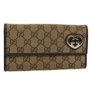 GUCCI GG Canvas Long Wallet Beige 251861 Auth bs10353