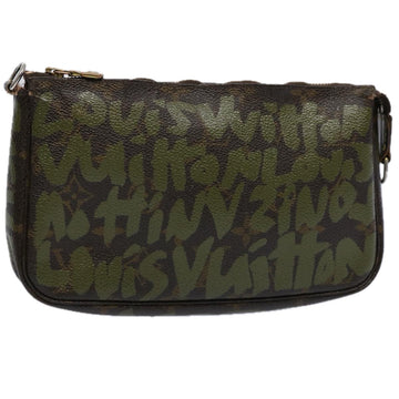 LOUIS VUITTON Monogram Graffiti Pochette Accessoires Khaki M92191 Auth bs11058