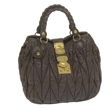 MIU MIU Materasse Hand Bag Leather Brown Auth bs11436
