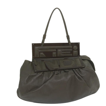 FENDI Shoulder Bag Leather Brown Auth bs11438