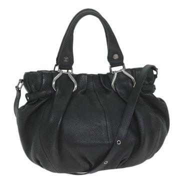 CELINE Hand Bag Leather 2way Black Auth bs11458