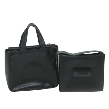 GUCCI Shoulder Bag Leather 2Set Black Auth bs11513