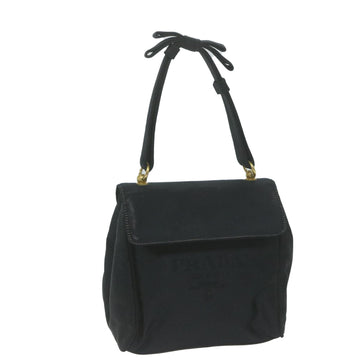 PRADA Hand Bag Satin Black Auth bs11856