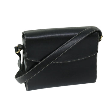 BALLY Shoulder Bag Leather Black Auth bs12469