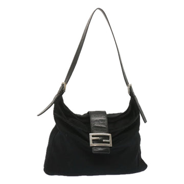 FENDI Mamma Baguette Shoulder Bag Nylon Black Auth bs12642