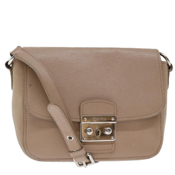 MIU MIU Shoulder Bag Leather Beige Auth bs13088