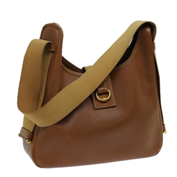 HERMES Sako Shoulder Bag Leather Brown Auth bs13158