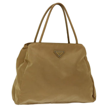 PRADA Hand Bag Nylon Beige Auth bs13209