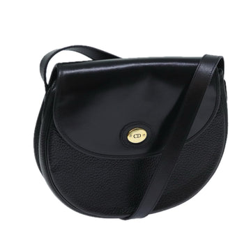 CHRISTIAN DIOR Shoulder Bag Leather Black Auth bs13269