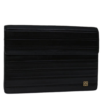 GIVENCHY Clutch Bag Leather Black Auth bs13297