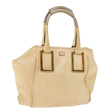 Chloe Etel Hand Bag Leather Beige Auth bs13382