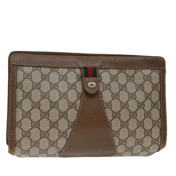 GUCCI GG Supreme Web Sherry Line Clutch Bag PVC Beige Red 89 01 033 Auth bs13461