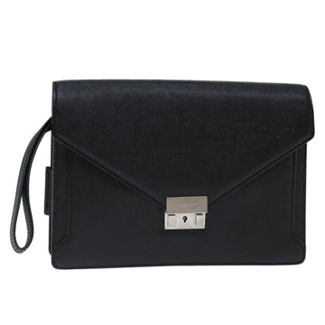BURBERRY Clutch Bag Leather Black Auth bs13472
