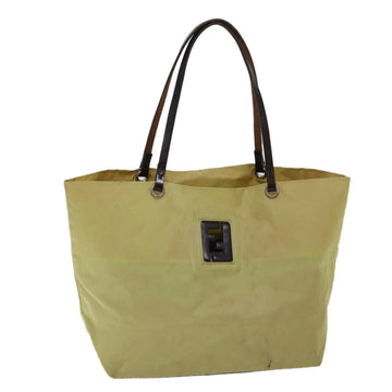 FENDI Tote Bag Nylon Yellow Auth bs13572