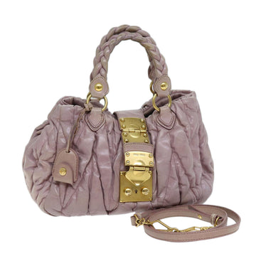 MIU MIU Materasse Hand Bag Leather 2way Pink Auth bs13684