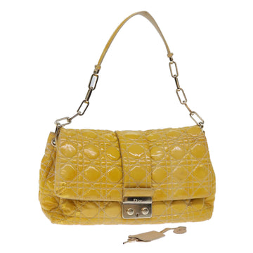 CHRISTIAN DIOR Canage Lady Dior Shoulder Bag Enamel Yellow Auth bs13703