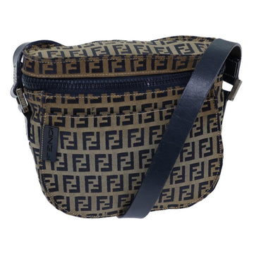 FENDI Zucchino Canvas Shoulder Bag Navy Auth bs13705