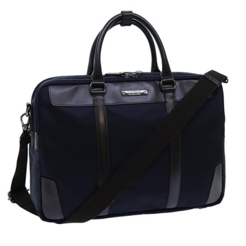 BURBERRY Blue Label Hand Bag Nylon 2way Navy Brown Auth bs13720