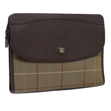 BURBERRYSs Nova Check Clutch Bag Canvas Brown Auth bs13823