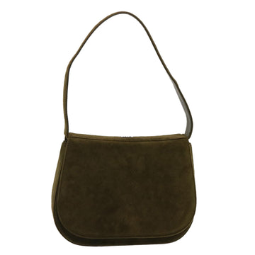 BALLY Shoulder Bag Suede Khaki Auth bs13906