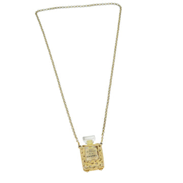 CHANEL Perfume N�‹5 Necklace metal Gold CC Auth bs13939