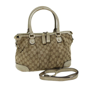 GUCCI GG Canvas Hand Bag 2way Beige 247902 Auth bs14043