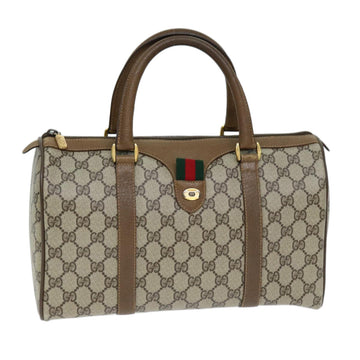 GUCCI GG Supreme Web Sherry Line Boston Bag Beige Red 111 02 007 Auth bs14106