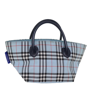 BURBERRY Nova Check Blue Label Hand Bag Nylon Blue Auth bs14211