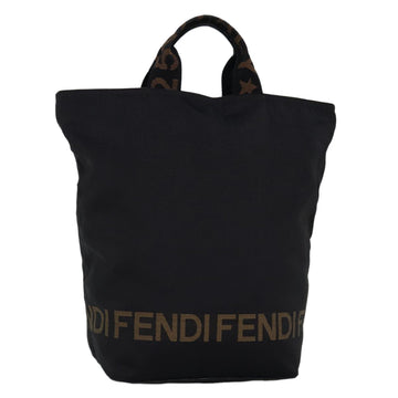 FENDI Hand Bag Nylon Black Auth bs14282