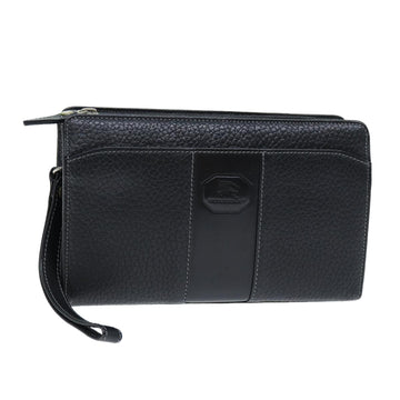 BURBERRY Clutch Bag Leather Black Auth bs14349