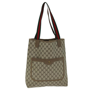 GUCCI GG Supreme Web Sherry Line Tote Bag PVC Beige Red 39 02 003 Auth bs14438