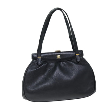 CELINE Hand Bag Leather Black Auth bs14458