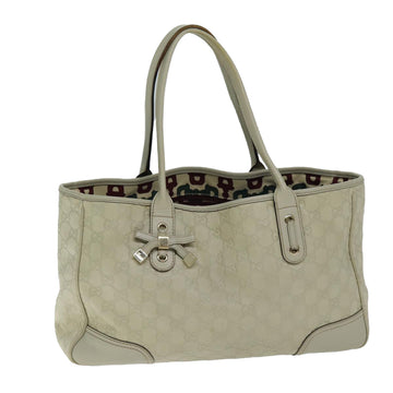 GUCCI GG Canvas ssima Tote Bag White 163805 Auth bs14471