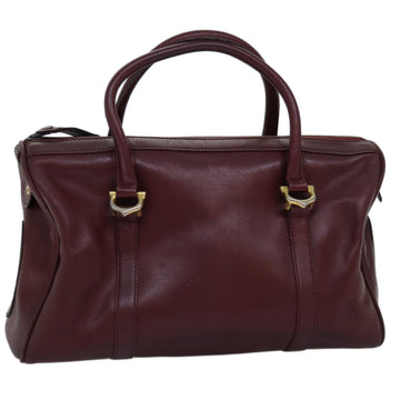 CARTIER Boston Bag Leather Bordeaux Auth bs14552