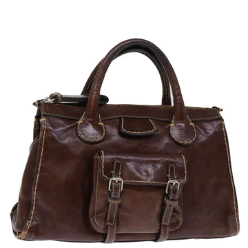 Chloe Hand Bag Leather Brown Auth bs14554