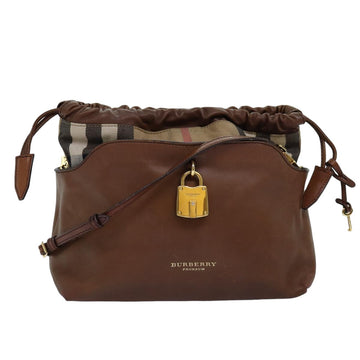 BURBERRY Nova Check Shoulder Bag Canvas Leather Beige Brown Auth bs14644