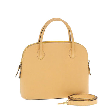 CELINE Hand Bag Leather 2way Yellow Auth bs14695