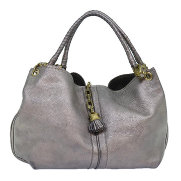 Jimmy Choo Shoulder Bag Leather Silver Auth bs14699